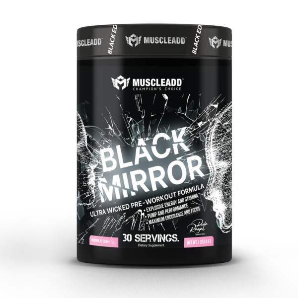 Muscle Add Black Mirror Bubble Gum Pre-Workout 254g | 30 Servings for Energy, Focus & Performance