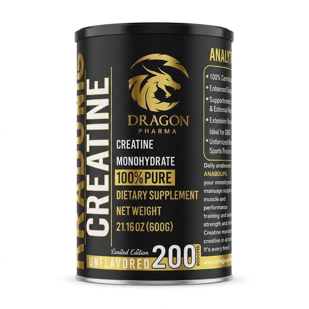 8a1de304-7dd2-430b-bd05-1b63ca3bc6b1.png Dragon Pharma Creatine Monohydrate 600g | 200 Servings - Image 1