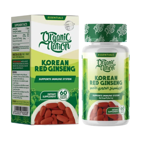 Organic Nation Red Korean Ginseng 200mg | 60 Tablets