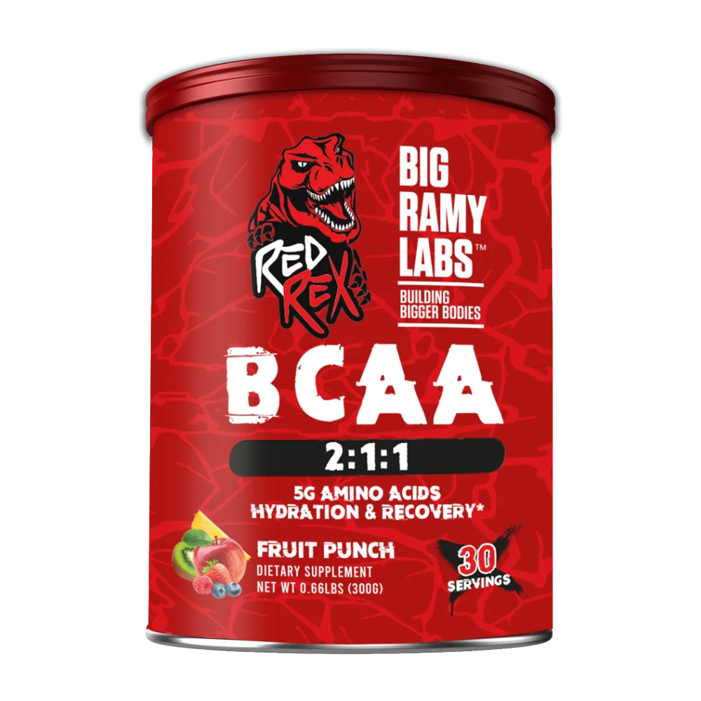 Red-Rex-BCAA-211-300g-30-Servings-fruit-punch.webp Red Rex, BCAA 2:1:1, 300g, 30 Servings - Image 1