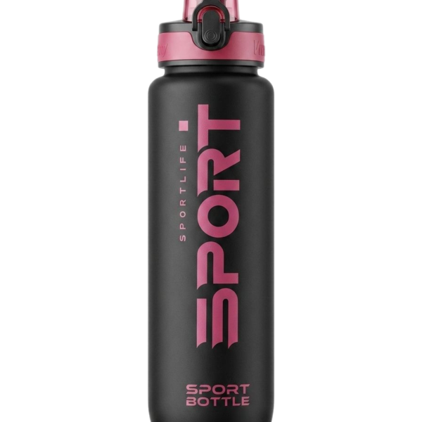 Sport Bottle 1000ml - Black & Fuchsia